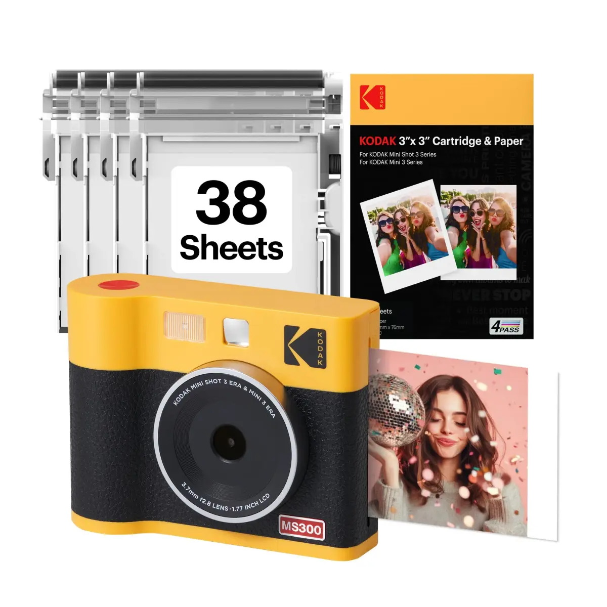 KODAK Mini Shot 3 ERA Instant Camera & Printer 3x3" Photos, Yellow | 4PASS Dye Sublimation Printing - main product image