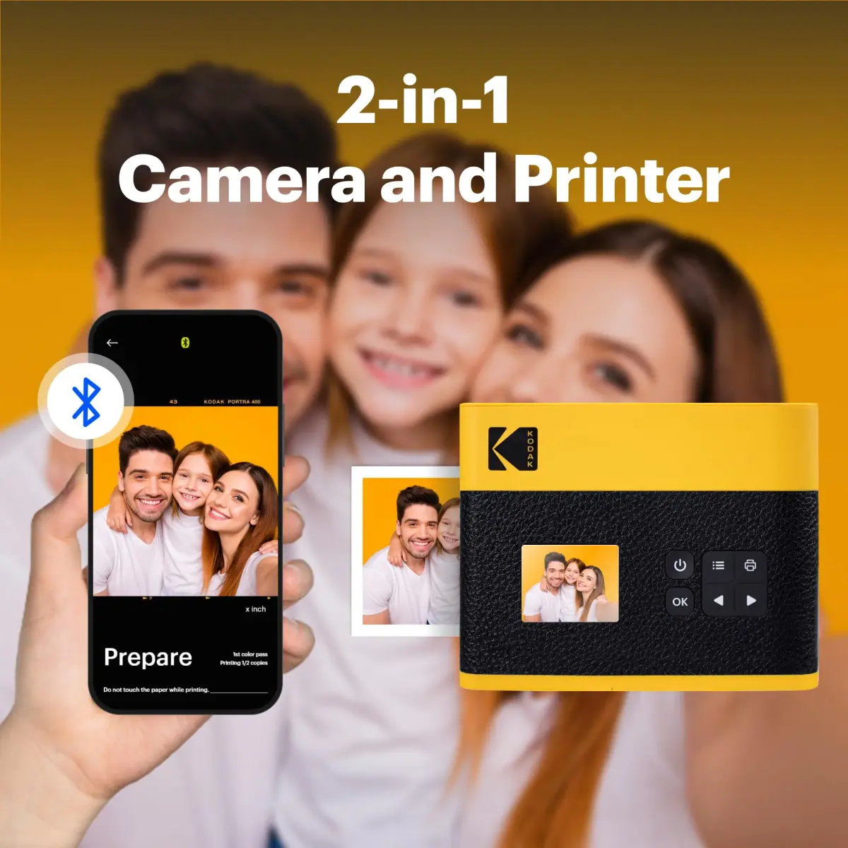 KODAK Mini Shot 3 ERA Instant Camera & Printer 3x3" Photos, Yellow | 4PASS Dye Sublimation Printing - view 2