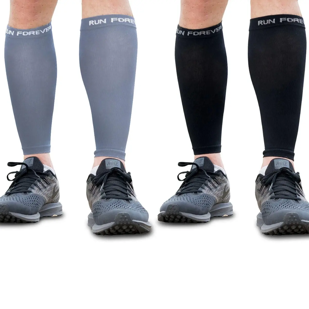 Run Forever Calf Compression Sleeve Small 2-Pair Black & Gray | 20-30mmHg Graduated Compression - main product image