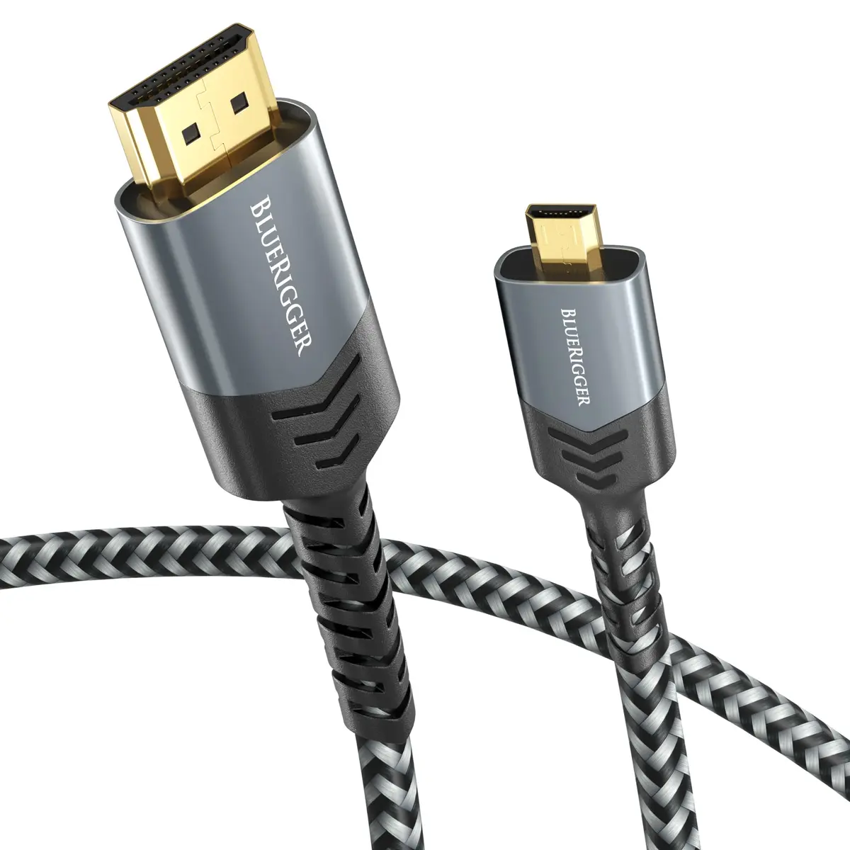 BlueRigger 4.57m (15FT) Micro HDMI to HDMI Cable | 4K@60Hz HDR, 18Gbps Braided Cord - main product image