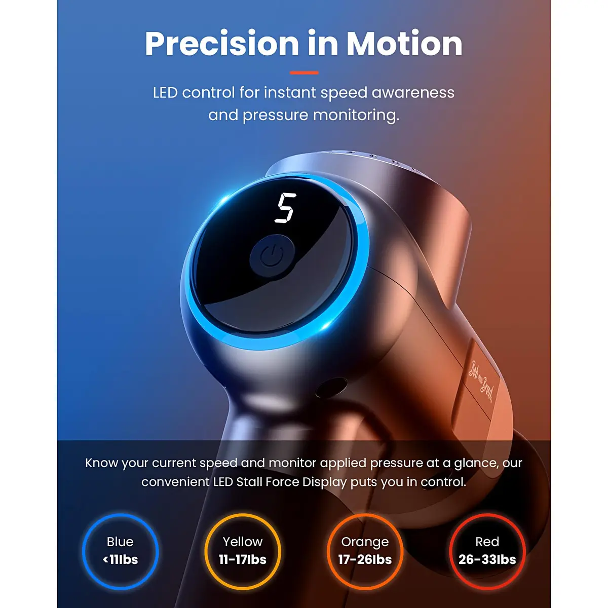 BOB AND BRAD C2 Pro Percussion Massage Gun with Heat & Cold Therapy, 1.5 lbs Mini Massage Gun | Deep Tissue Back Massager for Athletes - view 6