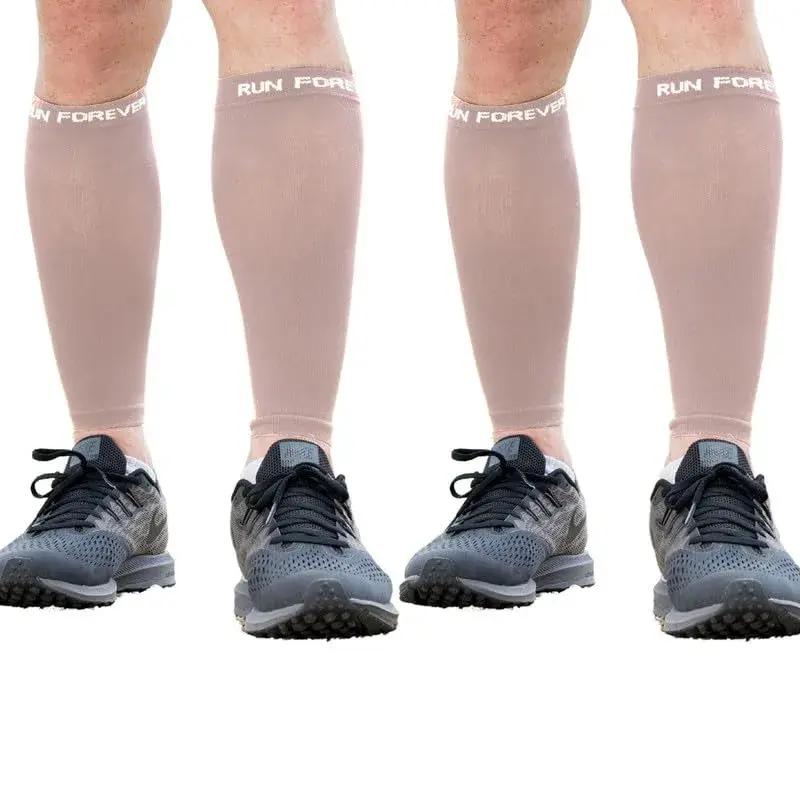 Run Forever Compression Calf Sleeves for Men & Women, Large, 2-Pair Nude | Graduated 20-30 mmHg Compression for Shin Splints & Swelling - main product image