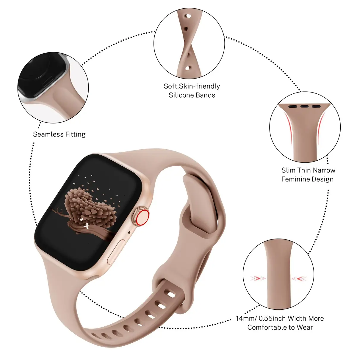 Drimobiuty Slim Thin Silicone Sport Watch Band Compatible with Apple Watch Series 1-11, Ultra, SE 38mm-49mm | Water-Resistant, Breathable, Water Resistant - view 3