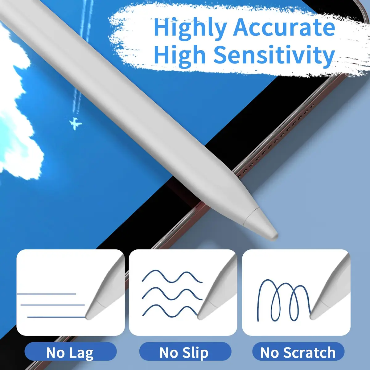 JXYHMY Universal Stylus Pen for Touch Screens, White | Compatible with iPhone, iPad, Android Devices (6.5 inches) - view 5