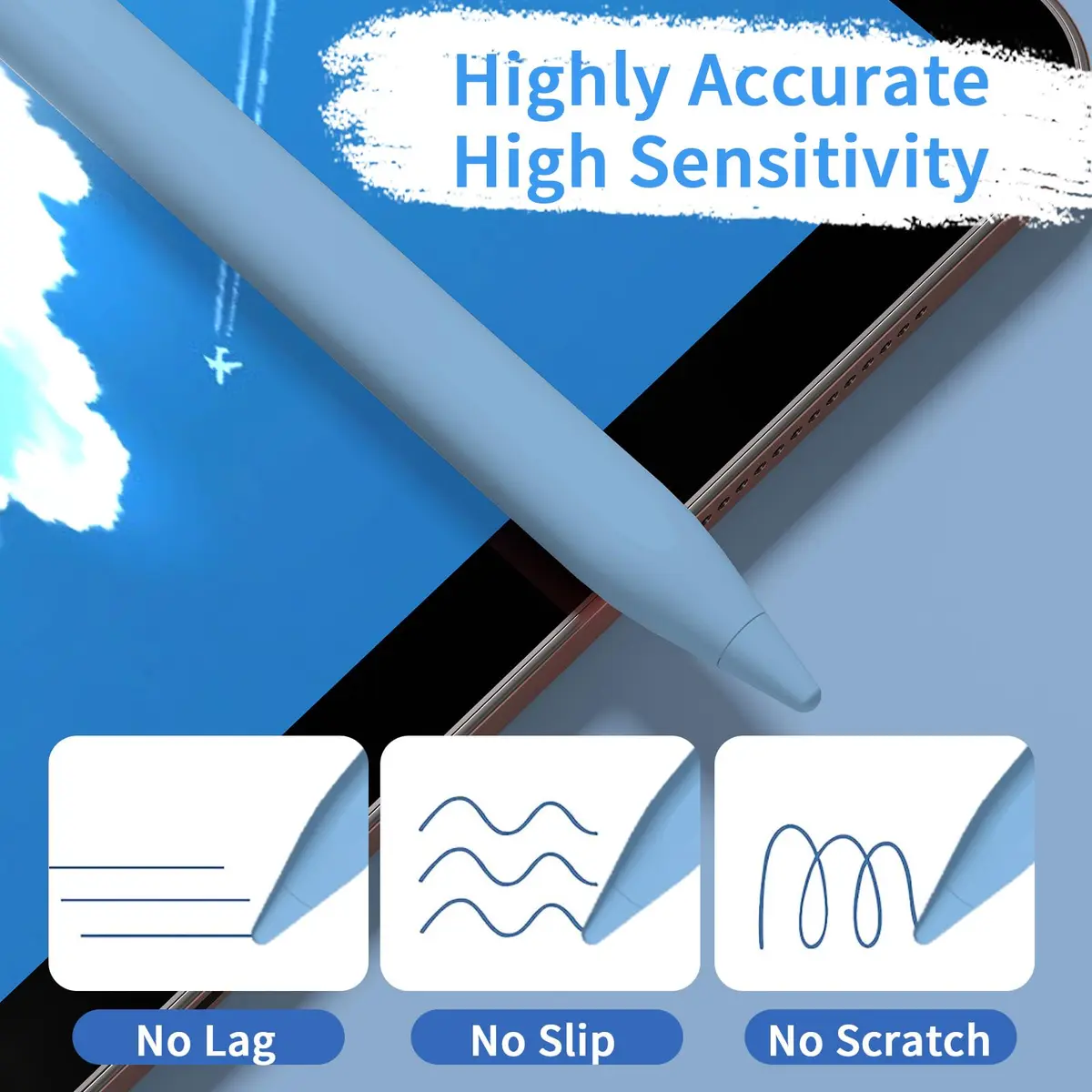 JXYHMY Universal Stylus Pen for Touch Screens, Fine Point iPad Pencil with Magnetic Adsorption & Power Display, Blue | Compatible with iPhone, iPad, Android - view 5