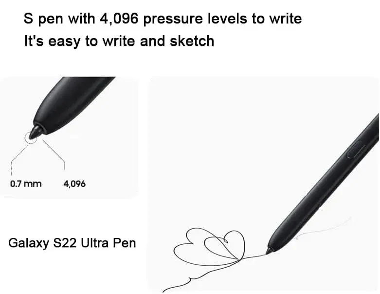 Befzygwk Stylus Pen Replacement for Samsung Galaxy S22 Ultra 5G, S22 S Pen Without Bluetooth 0.7mm Fine Tip, Black | 4096 Pressure Levels - view 2