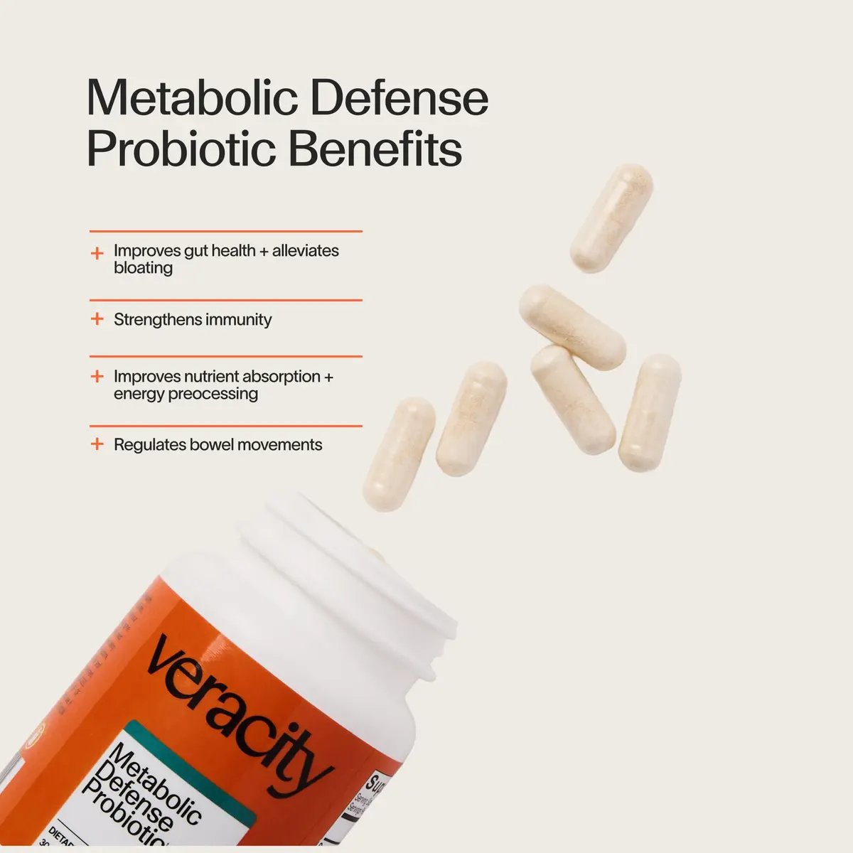 Veracity Metabolic Defense Probiotic Supplement - 6 Strains | Digestive & Hormone Support for Women & Men - view 2