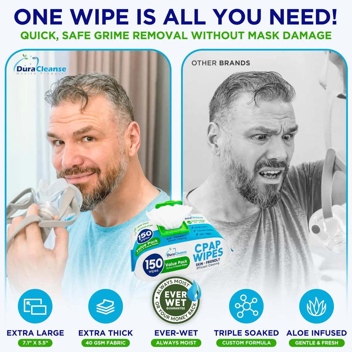 Dura Cleanse Bulk CPAP Cleaning Wipes XL Moist for Masks & Hoses 624 Count (Pack of 4) | Quick Daily Clean No Soaking - view 4