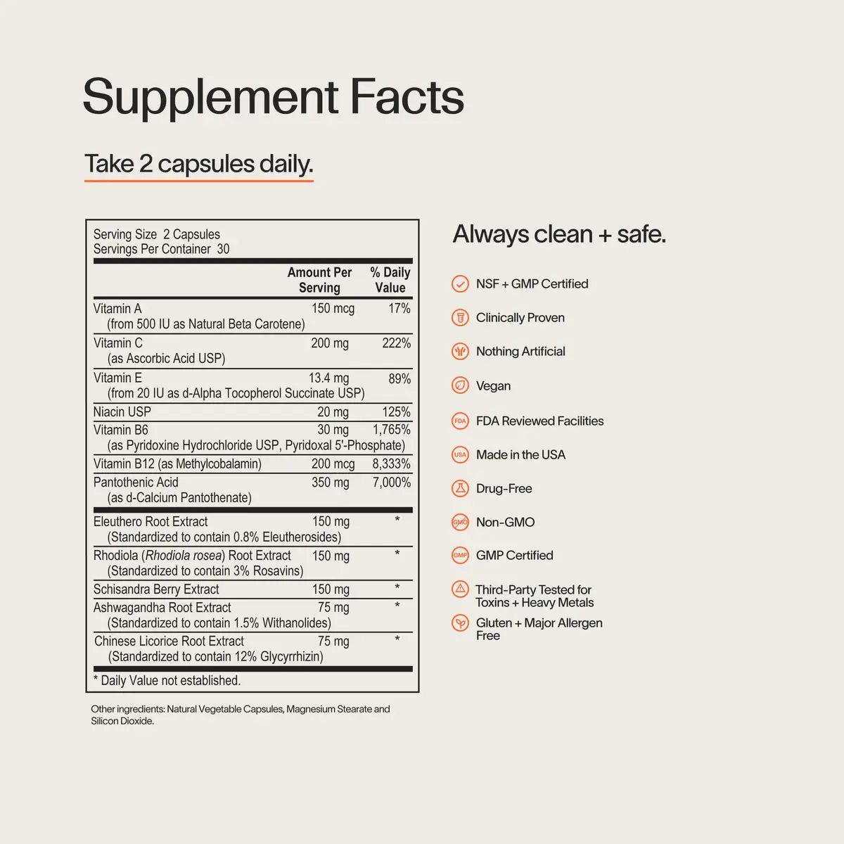 Veracity Selfcare Fatigue Ease Adrenal Support Supplement for Stress Resilience, 60 Capsules | Supports Cortisol & Energy - view 3