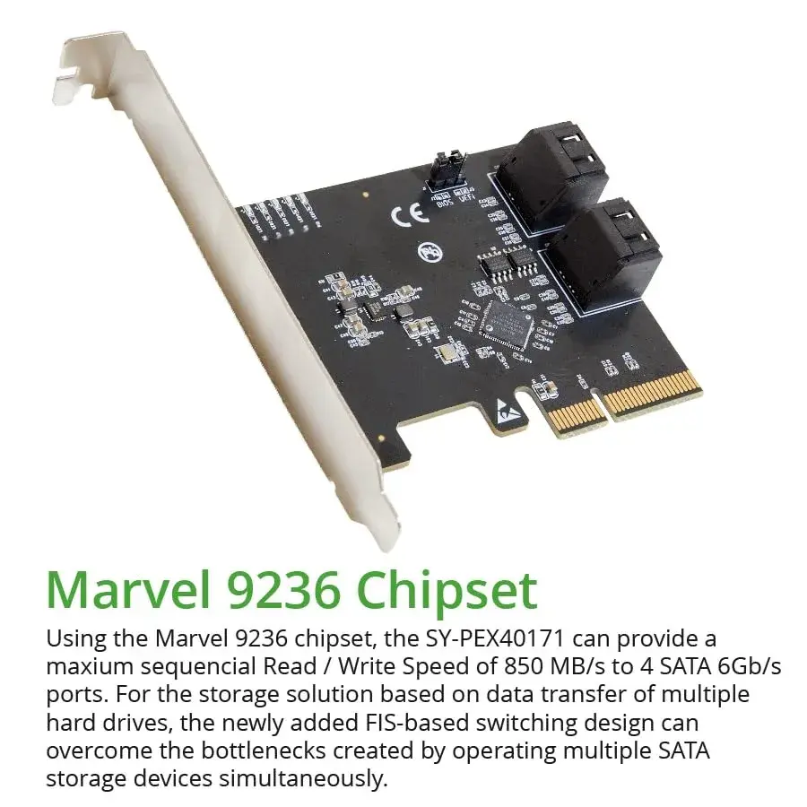 IO CREST 4 Port SATA III PCI-e x2 RAID Expansion Card - view 4