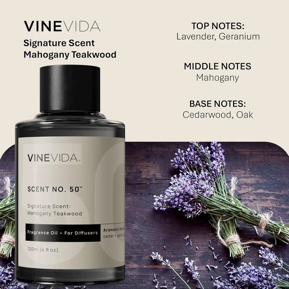 VINEVIDA Mahogany Teakwood Fragrance Oil 4 Fl Oz | Essential Oil Diffuser Refill & Room Spray - view 2