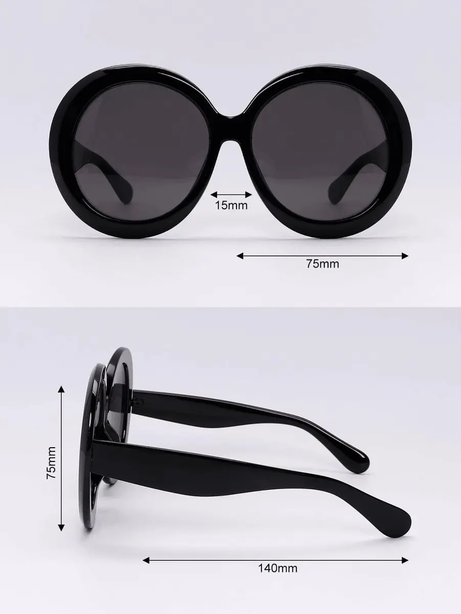 ADE WU Oversized Round Sunglasses for Women,Black Frame | 75mm UV400 Big Circle Shades - view 5