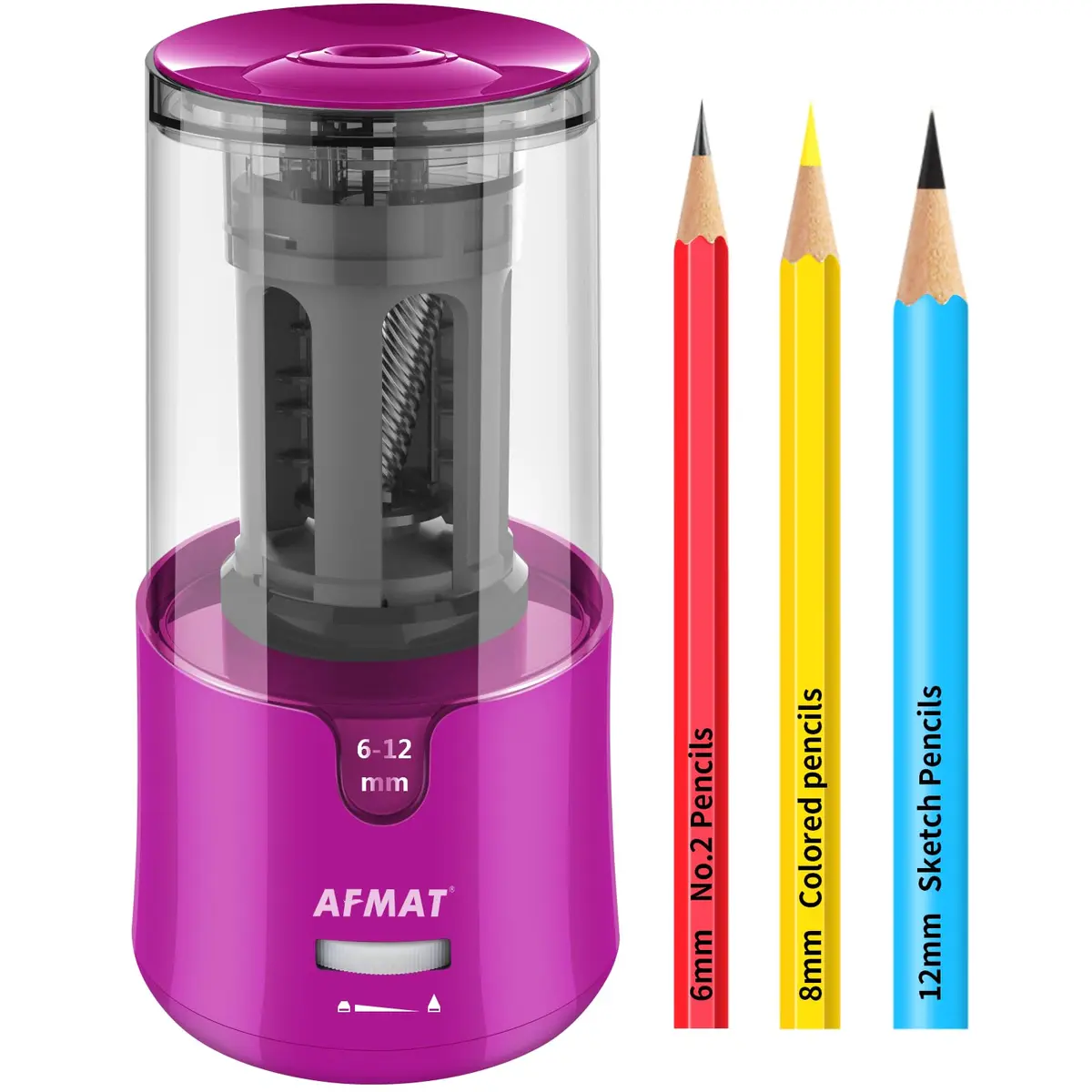 AFMAT Electric Pencil Sharpener for Colored Pencils, Auto Stop, Fast Sharpen in 3s, Large Hole Pencil Sharpener Plug in for 6-12mm No.2/Jumbo Pencils PS91 (Rose Red) - main product image