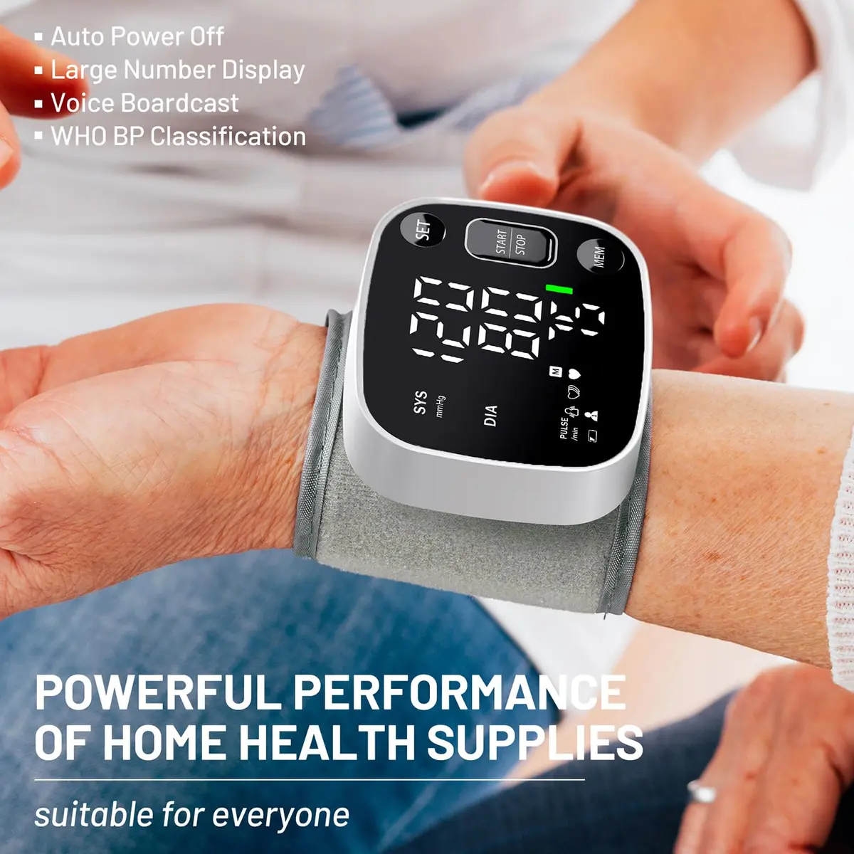 Oklar Automatic Wrist Blood Pressure Monitor | FDA Cleared Rechargeable BP Machine with Voice Broadcast & Dual User Mode - view 7