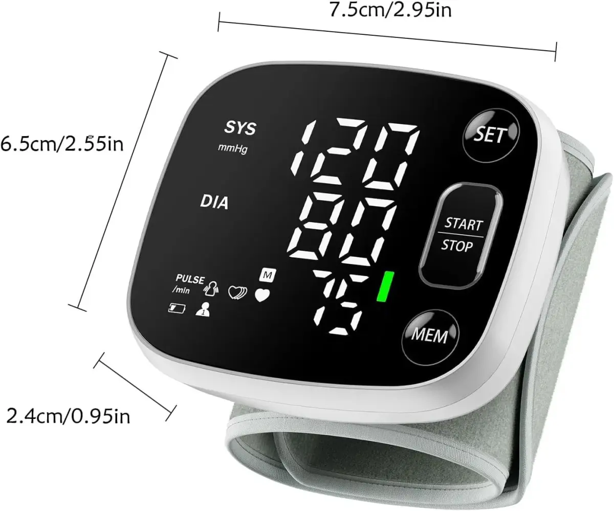 Oklar Rechargeable Wrist BP Monitor with Voice Broadcast & LED Display, 240 Readings for 2 Users | Accurate Home Health Monitoring - view 8