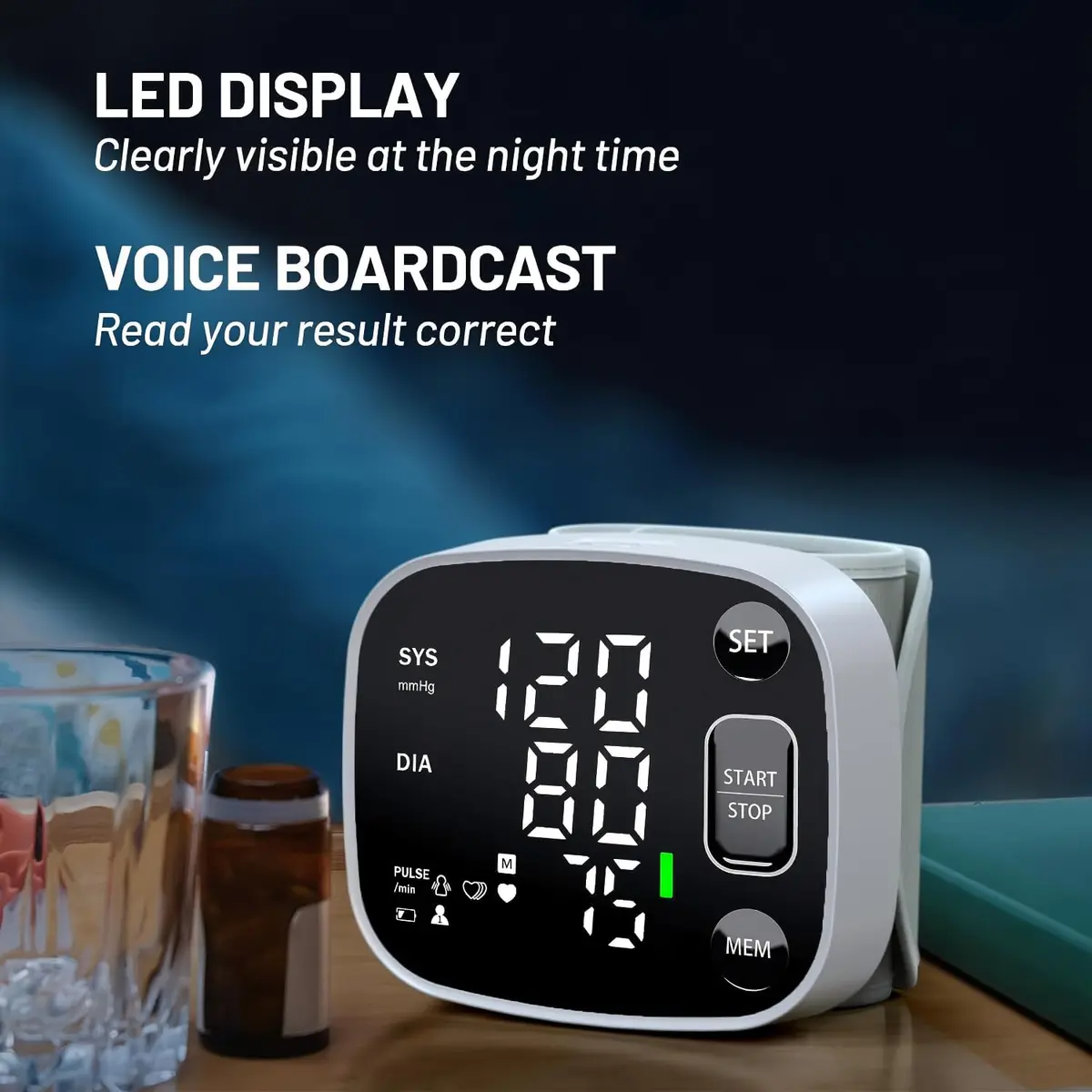 Oklar Automatic Wrist Blood Pressure Monitor | FDA Cleared Rechargeable BP Machine with Voice Broadcast & Dual User Mode - view 4