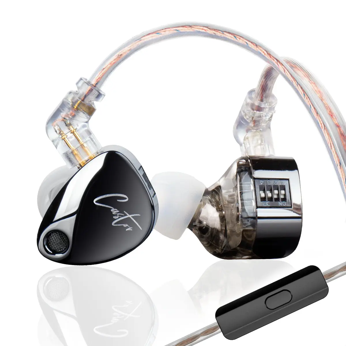 KZ Castor Dual Dynamic Driver Wired In-Ear Monitor Headphones with Mic & Tunable Sound, BassBlack, 2-Pack | HiFi Sound for Musicians - main product image