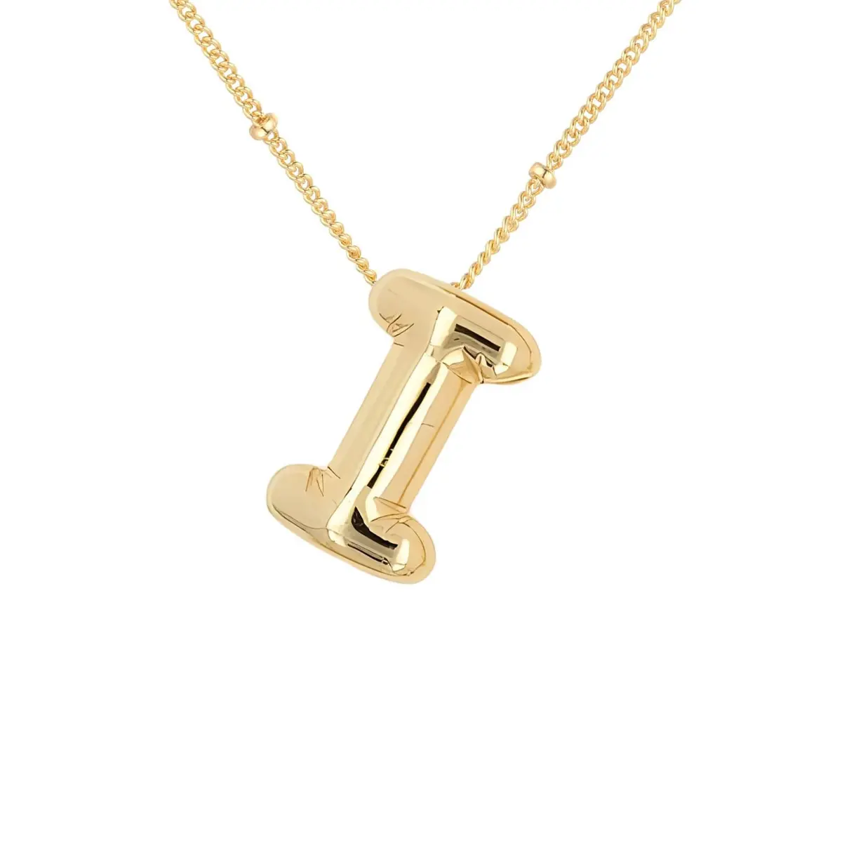 DIOWUS Bubble Letter Necklace for Women, 18k Gold Plated, Alphabet Pendant, 40.6-81.3cm | Stylish Gift - main product image