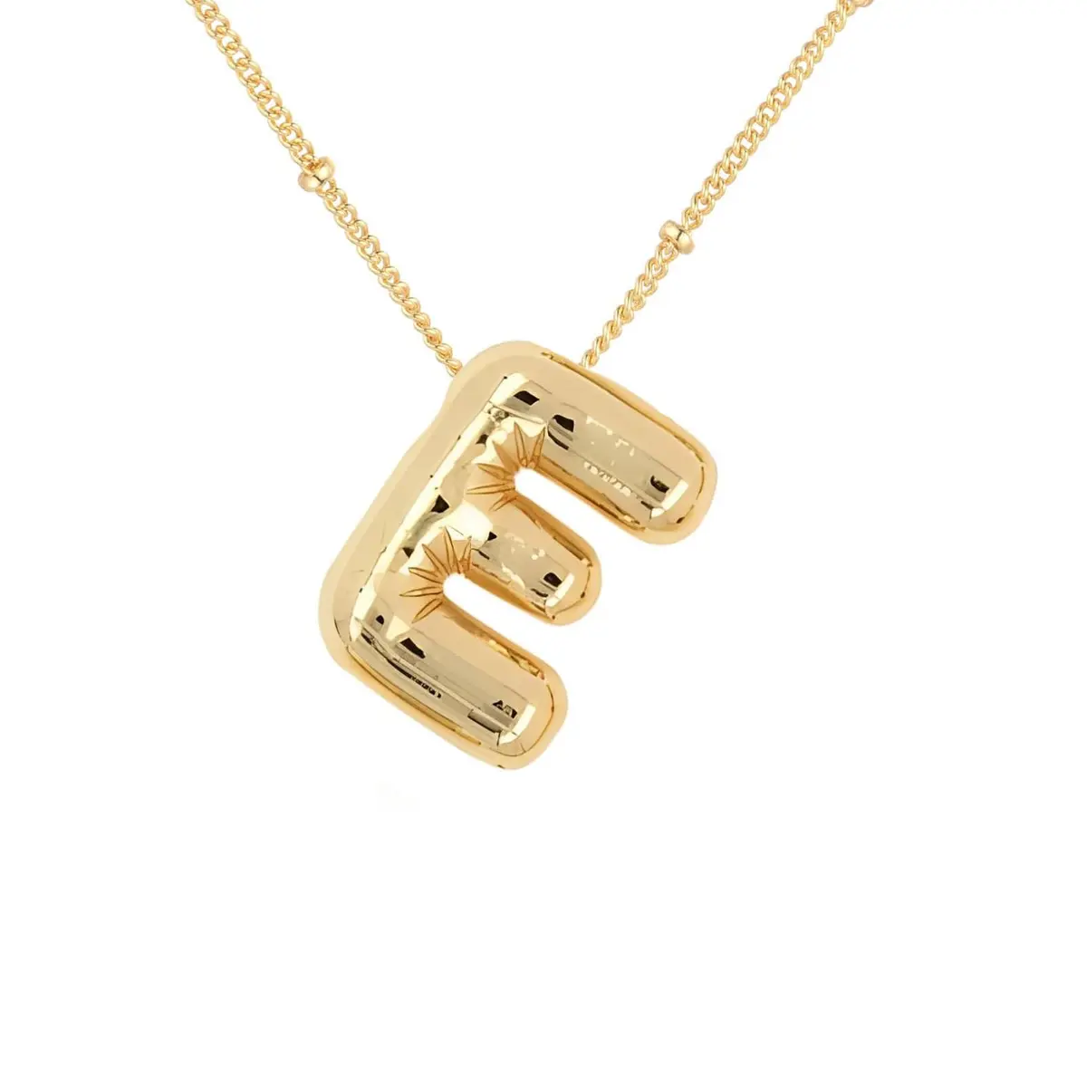 DIOWUS Bubble Letter Necklace For Women, 18k Gold Plated, Alphabet Pendant, 18-inch Chain, Gift for Girlfriend (E) - main product image