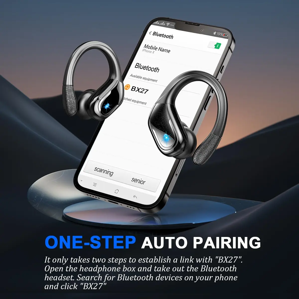 Ltinist Wireless Earbuds with Earhooks, 75Hrs Playtime, IP7 Waterproof, ENC Noise Cancelling, Bluetooth 5.4, Deep Bass (Black) - view 7