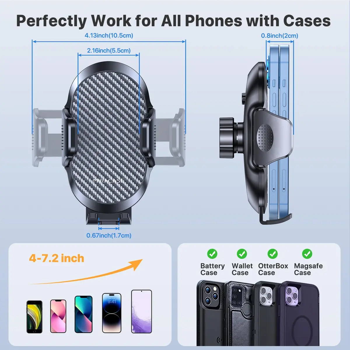 Miracase Car Phone Holder with Metal Hook Clip | Universal Air Vent Mount for Smartphones, Garmin GPS, iPhone & Android, Dark Black - view 6