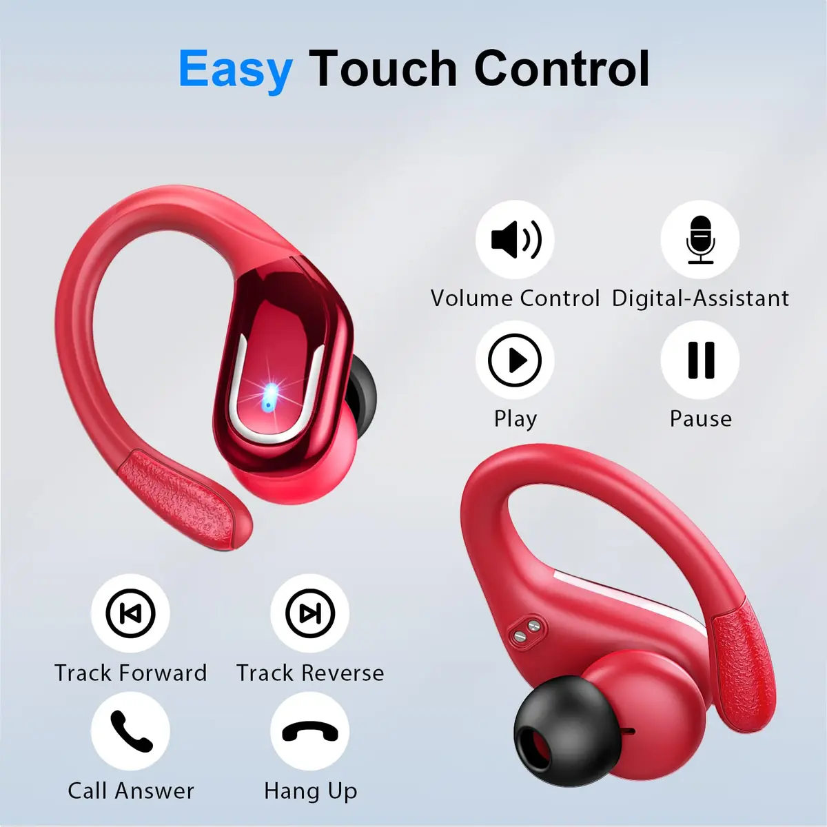 Ltinist Wireless Earbud 75Hrs Bluetooth 5.4 Waterproof IP7 Earphones with ENC Noise Canceling Mics, Deep Bass, Earhooks for Android, iOS, Workout, Gym - view 6