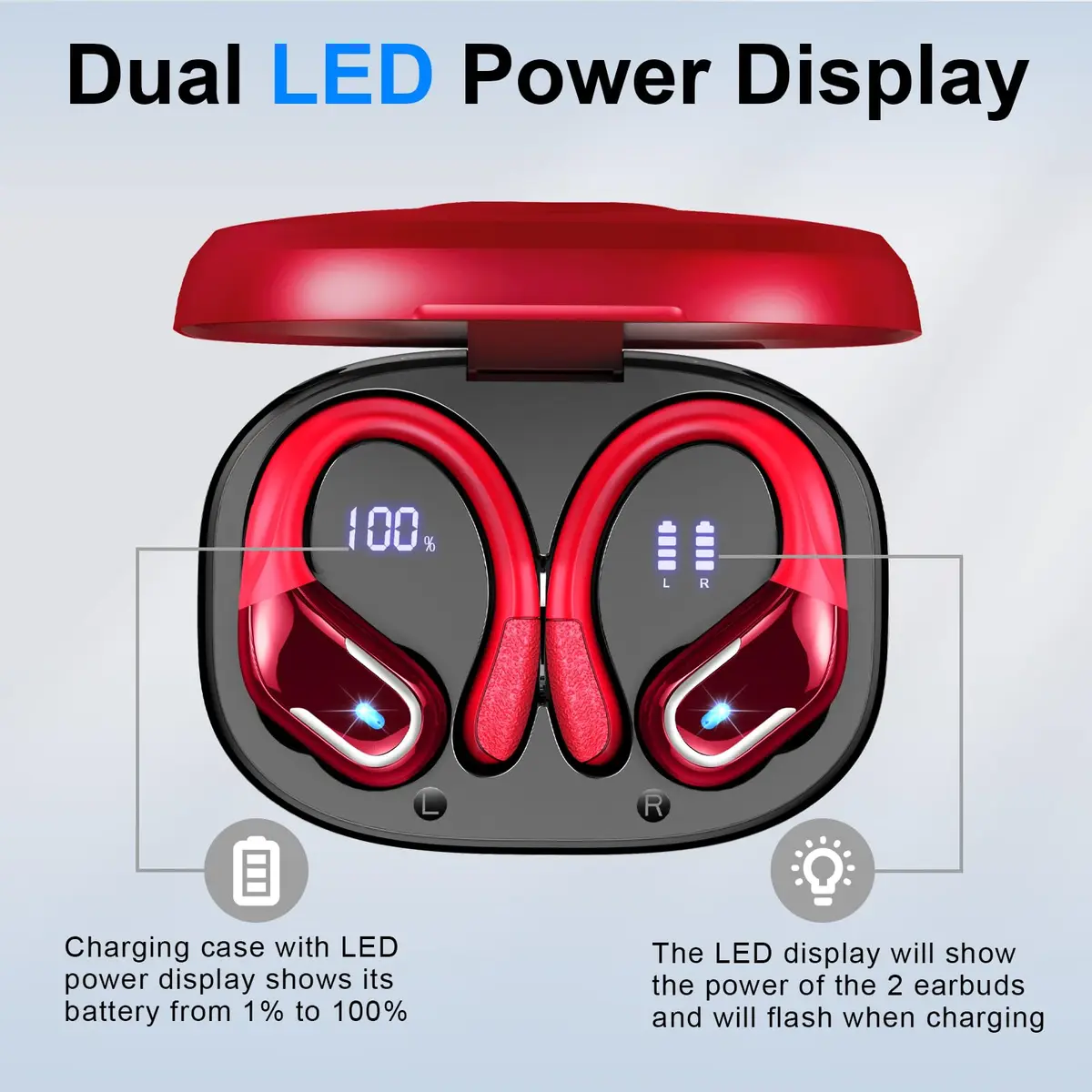 Ltinist Wireless Earbud 75Hrs Bluetooth 5.4 Waterproof IP7 Earphones with ENC Noise Canceling Mics, Deep Bass, Earhooks for Android, iOS, Workout, Gym - view 7