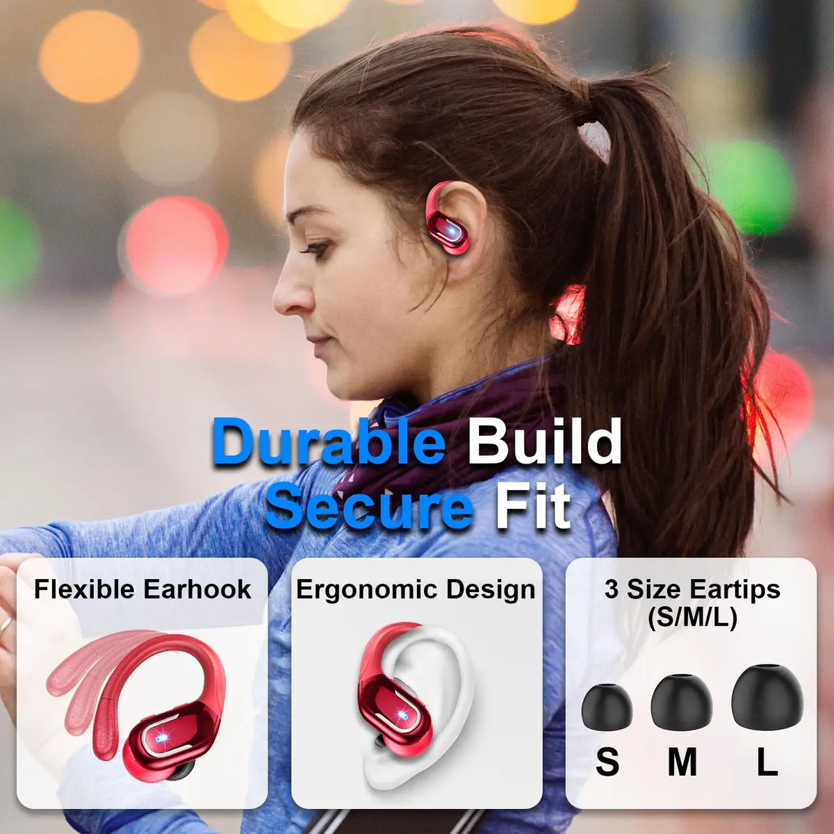Ltinist Wireless Earbud 75Hrs Bluetooth 5.4 Waterproof IP7 Earphones with ENC Noise Canceling Mics, Deep Bass, Earhooks for Android, iOS, Workout, Gym - view 2