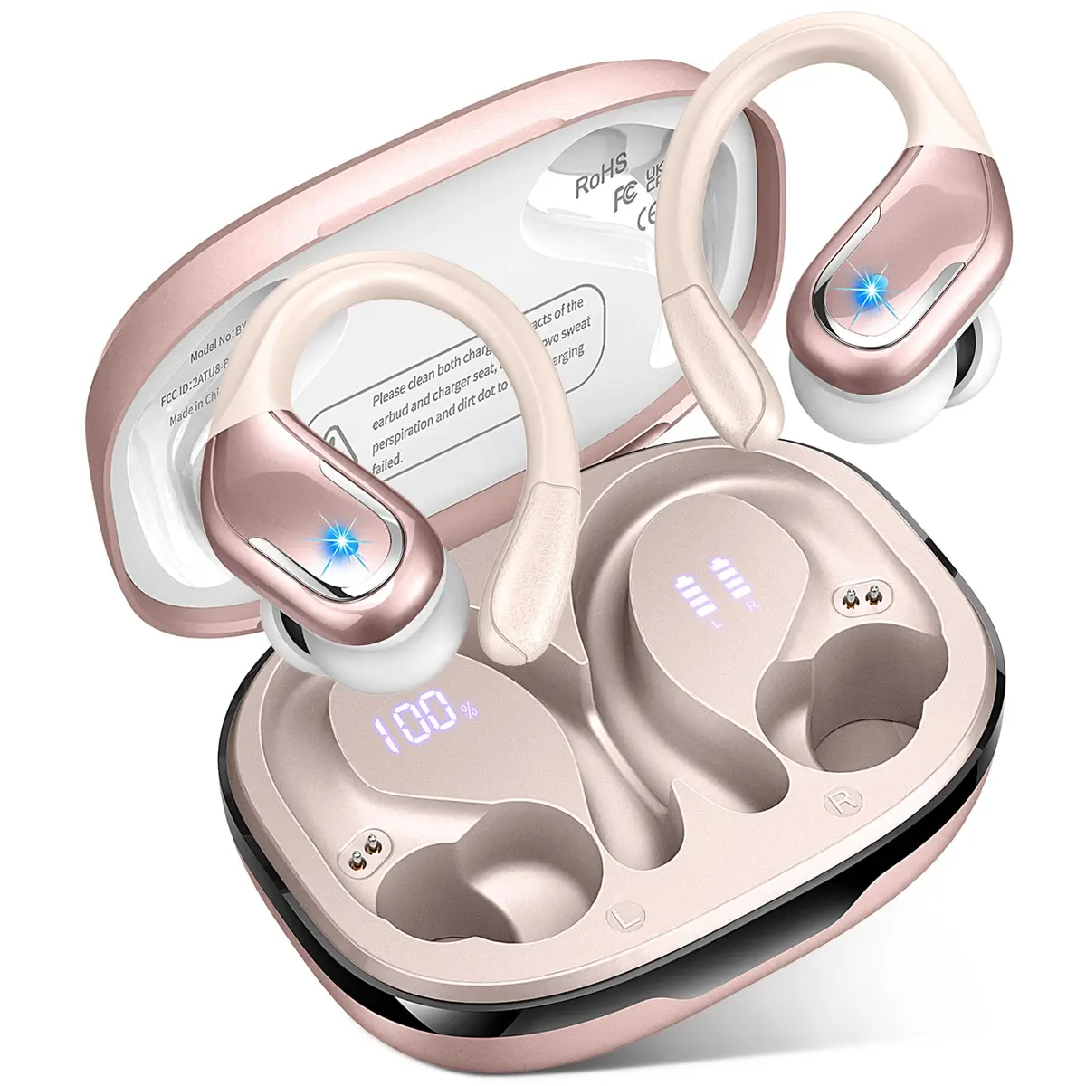 Ltinist Wireless Earbud with Bluetooth 5.4, 75H Playtime, Waterproof IP7, ENC Noise Canceling Mic, Rosegold - main product image