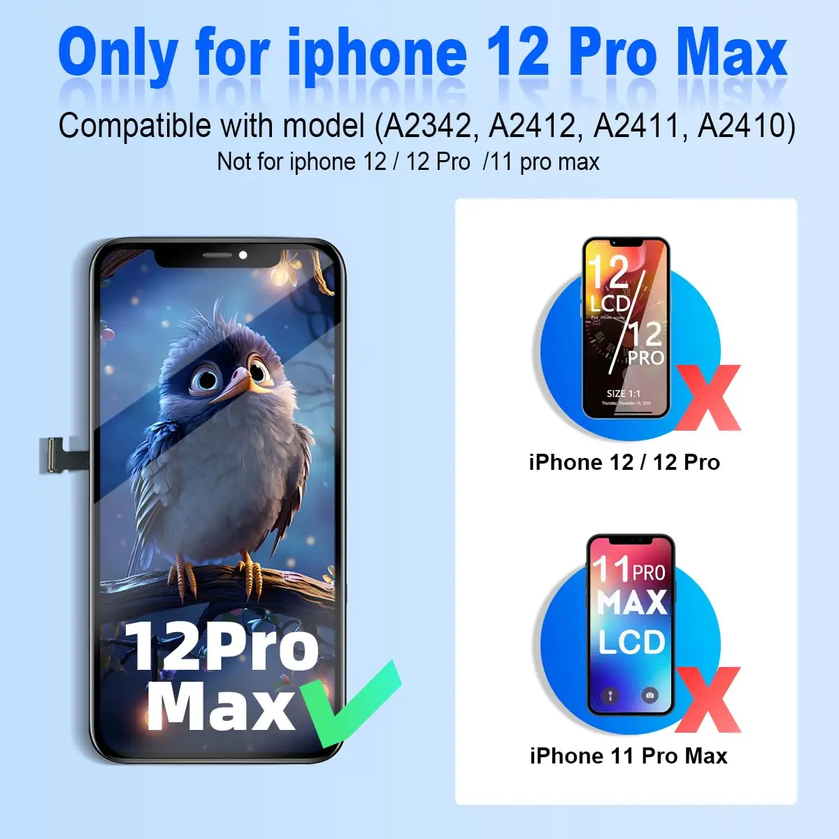 SIMDOG Screen Replacement LCD Frame Display for iPhone 12 Pro Max 6.7" | Full HD & True Tone Support - view 2