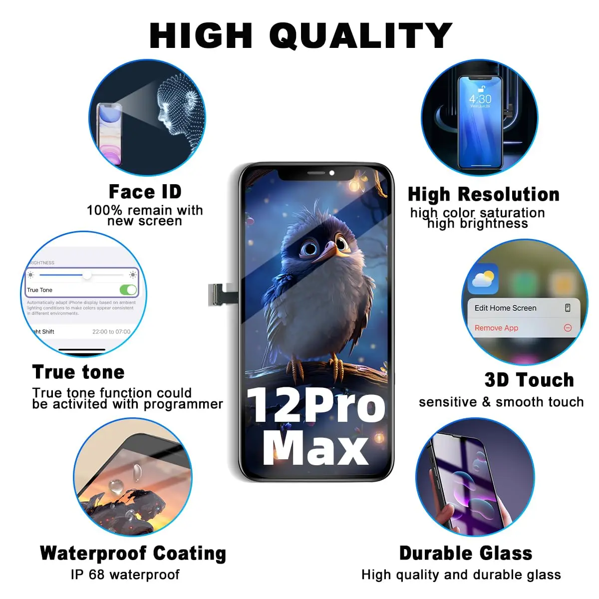 SIMDOG Screen Replacement LCD Frame Display for iPhone 12 Pro Max 6.7" | Full HD & True Tone Support - view 4