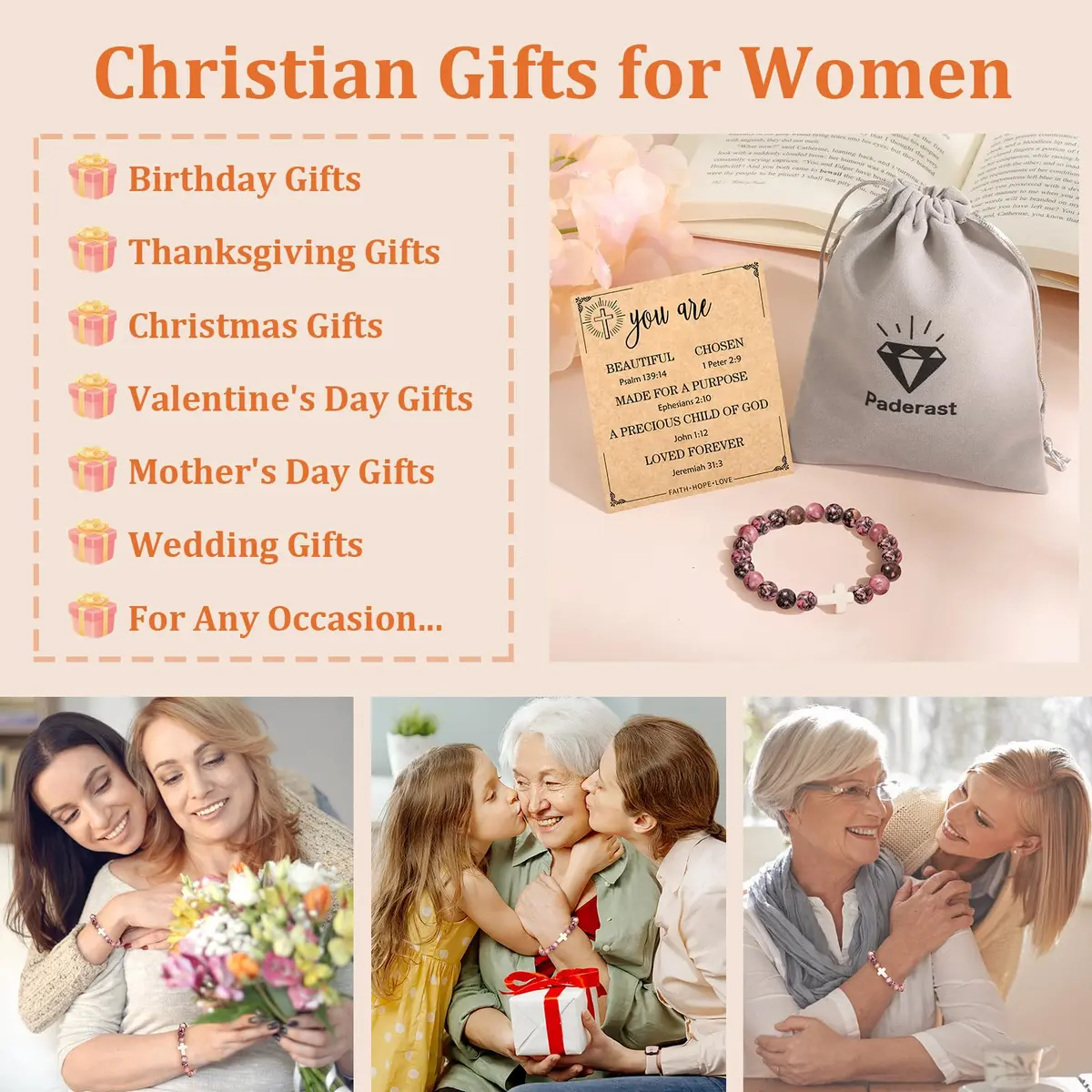 Paderast Red Natural Stone Cross Bracelet 17.8 cm (7") | Inspirational Faith Jewelry for Women - view 6