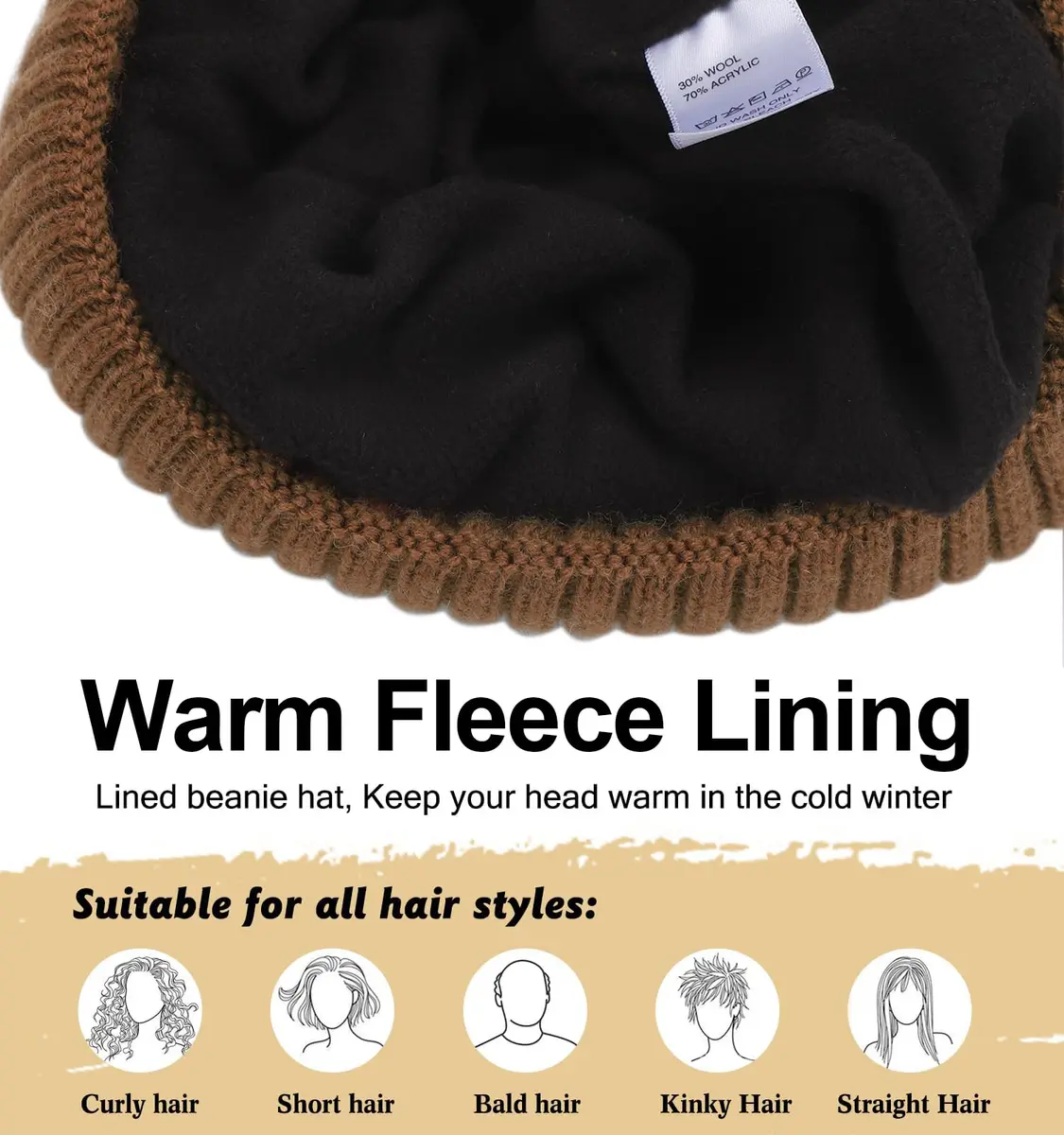 ZTL Merino Wool Beanie Hat for Men Women | Thick Warm Fleece Lined Knit Winter Hat - view 5