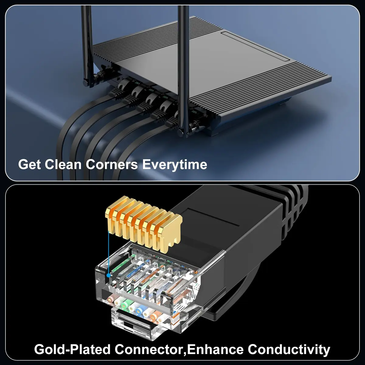 CableGeeker Cat 6 Flat Ethernet Cable 1ft | 10Gbps High-Speed Flat Network Cable - view 5