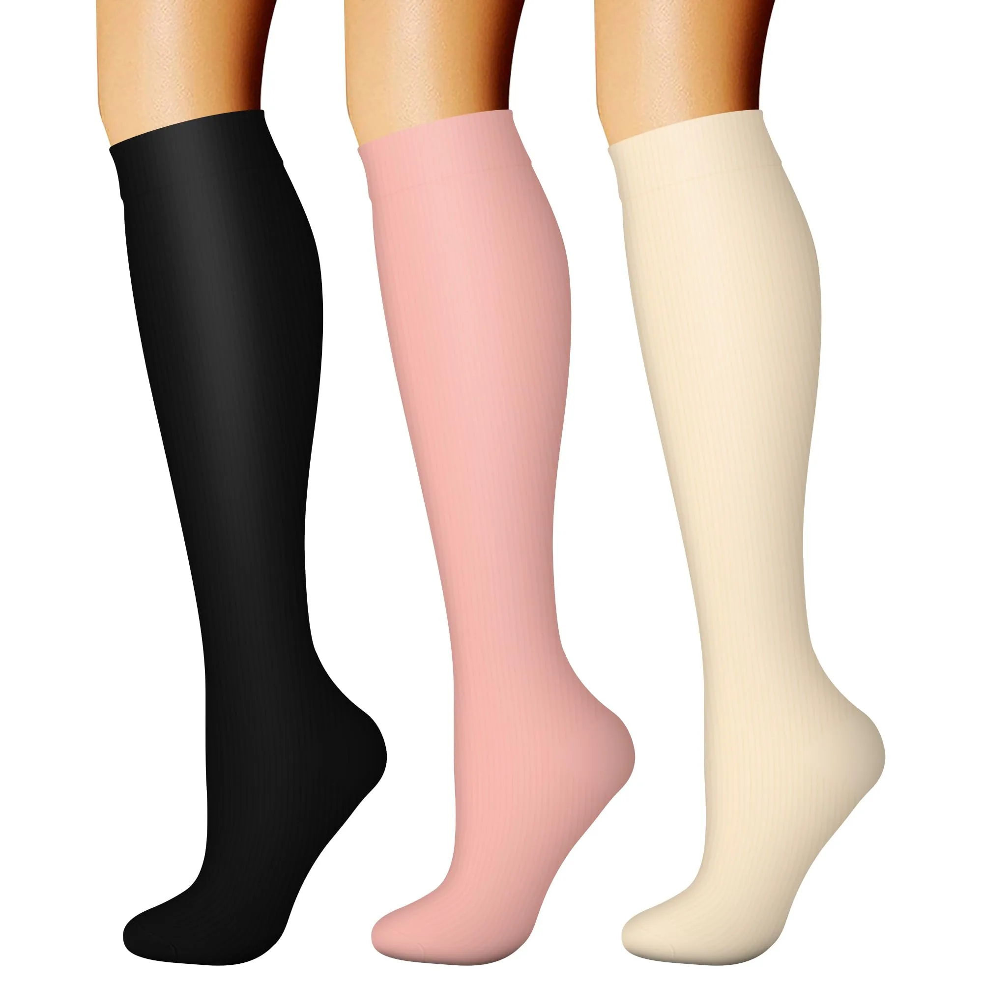 CHARMKING Compression Socks for Women & Men (3 Pairs, L/XL, Multi 64) | 15-20 mmHg Medical Grade Support - main product image