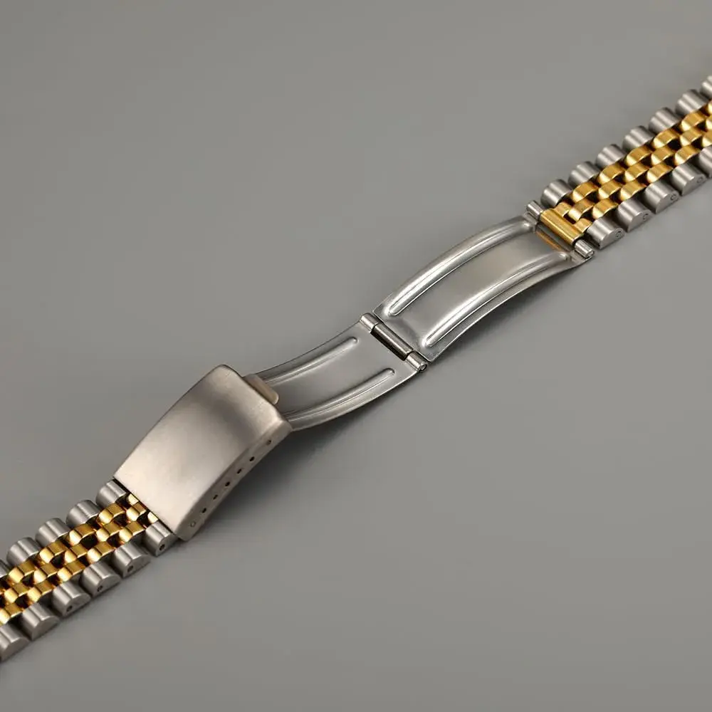 TOMIYOY 2 Tone Gold Jubilee Watch Band 20mm (0.79 in) | Solid 316L Stainless Steel for RLX SKX Watches - view 5
