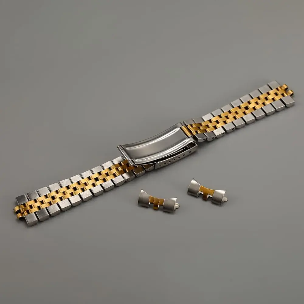 TOMIYOY 2 Tone Gold Jubilee Watch Band 20mm (0.79 in) | Solid 316L Stainless Steel for RLX SKX Watches - view 6