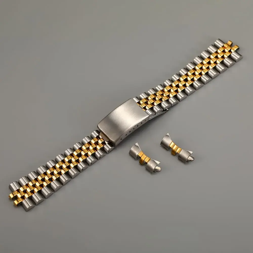 TOMIYOY 2 Tone Gold Jubilee Watch Band 20mm (0.79 in) | Solid 316L Stainless Steel for RLX SKX Watches - view 7