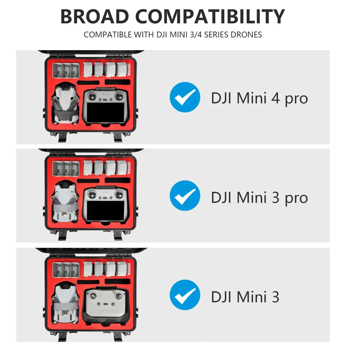 FPVtosky Hard Case for DJI Mini 4 Pro/Mini 3 Pro & RC 2 Controller, Waterproof Travel Case 34cm (13.19in) | Protects Drone & Accessories - view 4