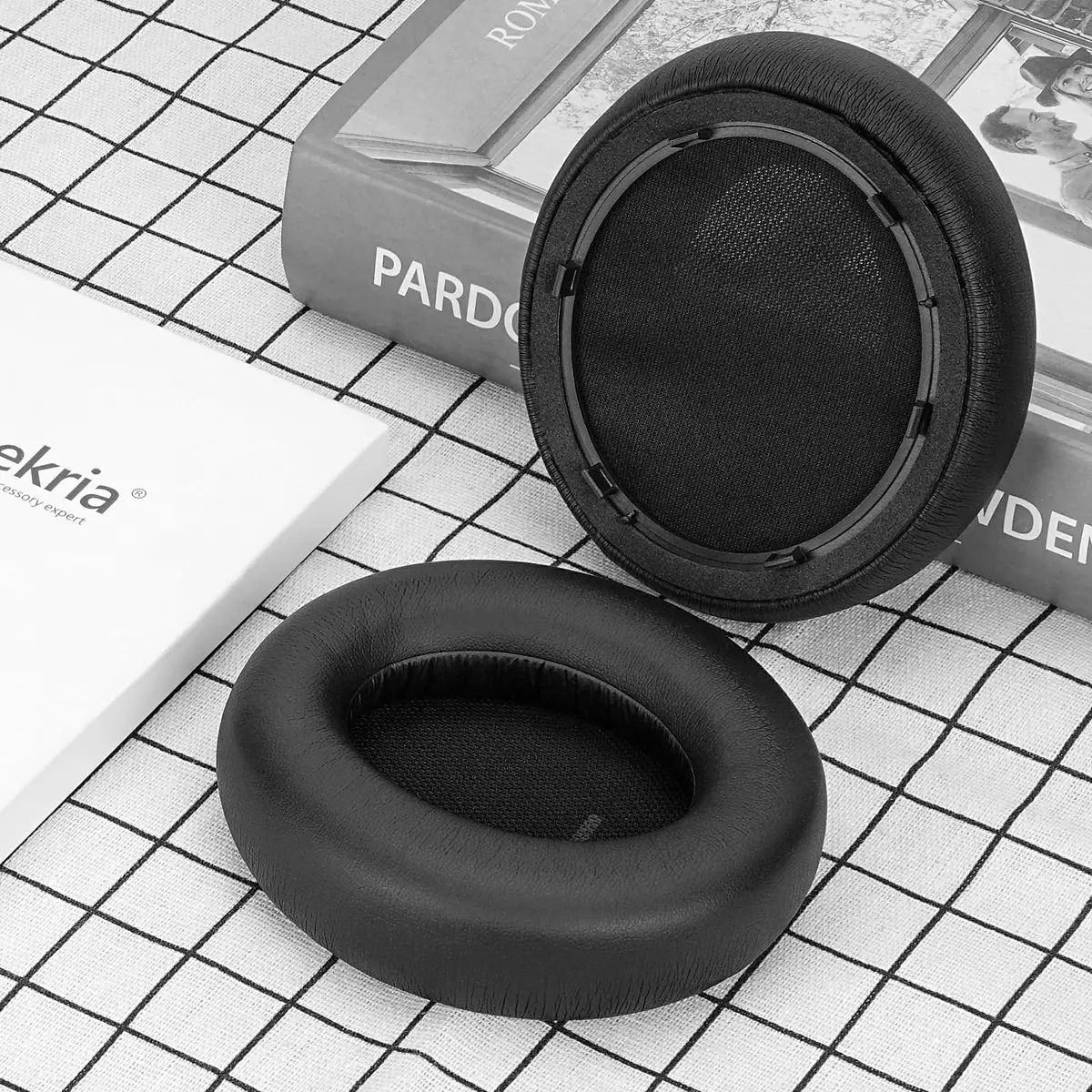 GEEKRIA Black Replacement Ear Pads for Anker Soundcore Space Q45 Life Q45 A3040 | 10.5 x 9.4 cm (4.1 x 3.7 in) - view 4