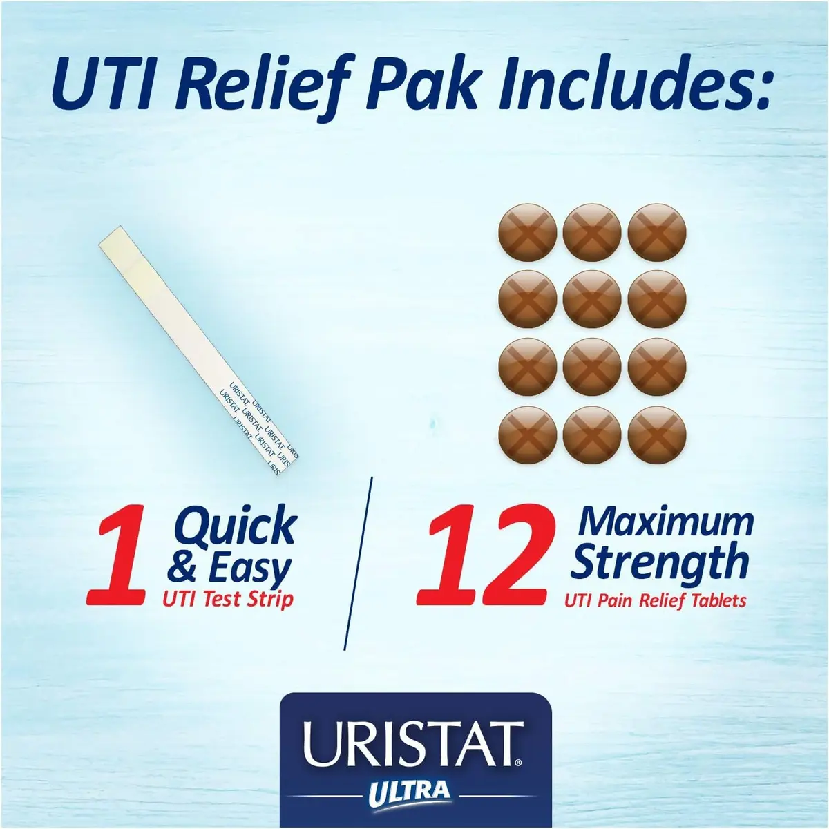 URISTAT Ultra UTI Relief Pack | Test Strip & 12 Tablets | Cranberry Flavor (Pack of 3) - view 2