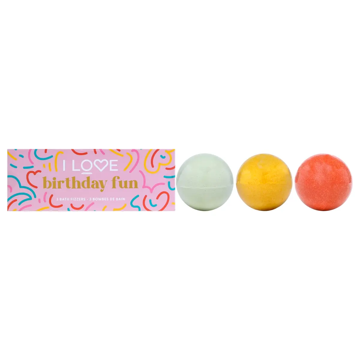 I LOVE Special Moments Birthday Fun Bath Fizzer Pack - Shea Butter Bath Bombs Set - 3 pc | Hydrating, Fragrant Spa Gift for Women - main product image