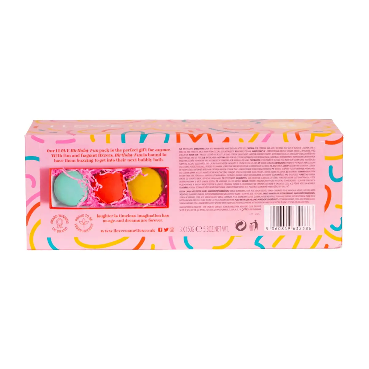 I LOVE Special Moments Birthday Fun Bath Fizzer Pack - Shea Butter Bath Bombs Set - 3 pc | Hydrating, Fragrant Spa Gift for Women - view 6