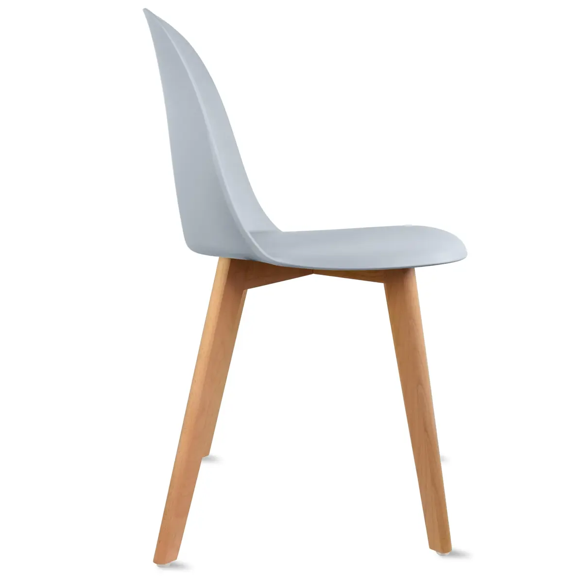 2xhome Modern Armless Dining Chair Plastic Shell Seat with Wooden Legs | Indoor or Outdoor Use | Home Kitchen Patio, Gray, Single - view 4