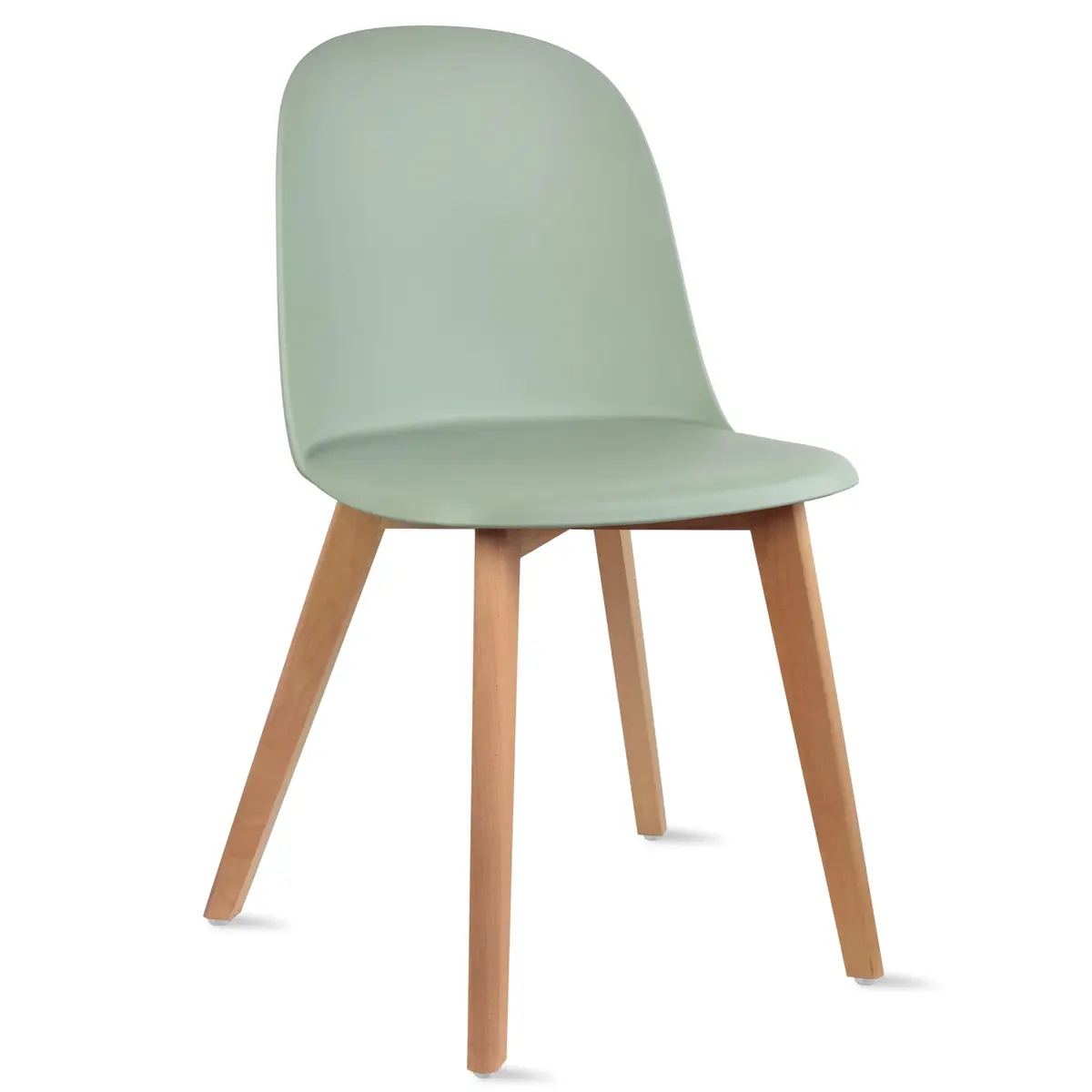 2xhome Modern Armless Dining Chair Plastic Shell Seat with Wooden Legs | Indoor or Outdoor Use | Home Kitchen Patio, Green - main product image