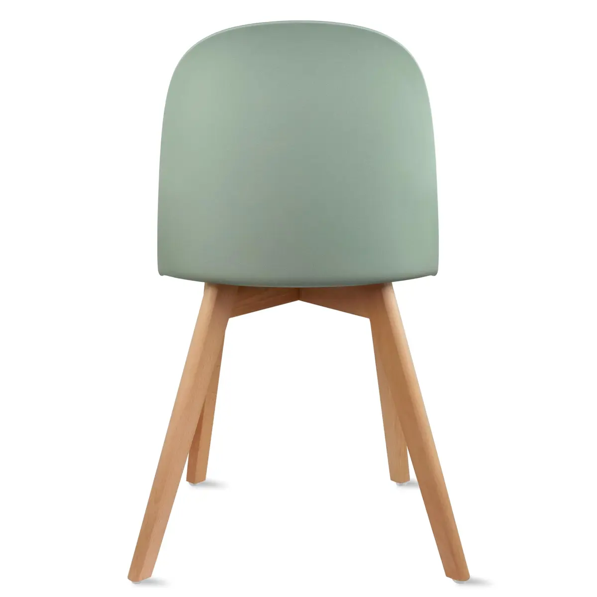 2xhome Modern Armless Dining Chair Plastic Shell Seat with Wooden Legs | Indoor or Outdoor Use | Home Kitchen Patio, Green - view 5