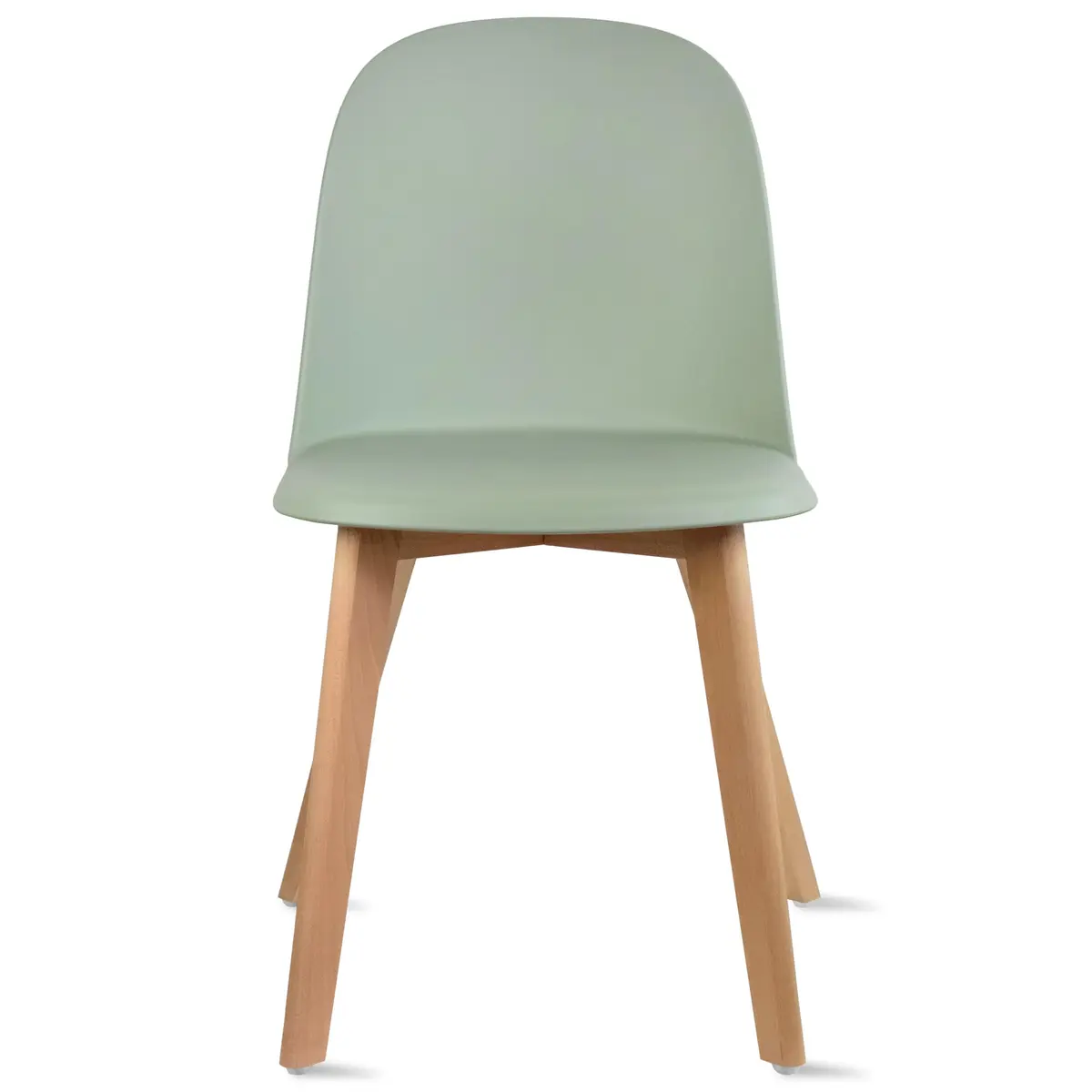 2xhome Modern Armless Dining Chair Plastic Shell Seat with Wooden Legs | Indoor or Outdoor Use | Home Kitchen Patio, Green - view 3