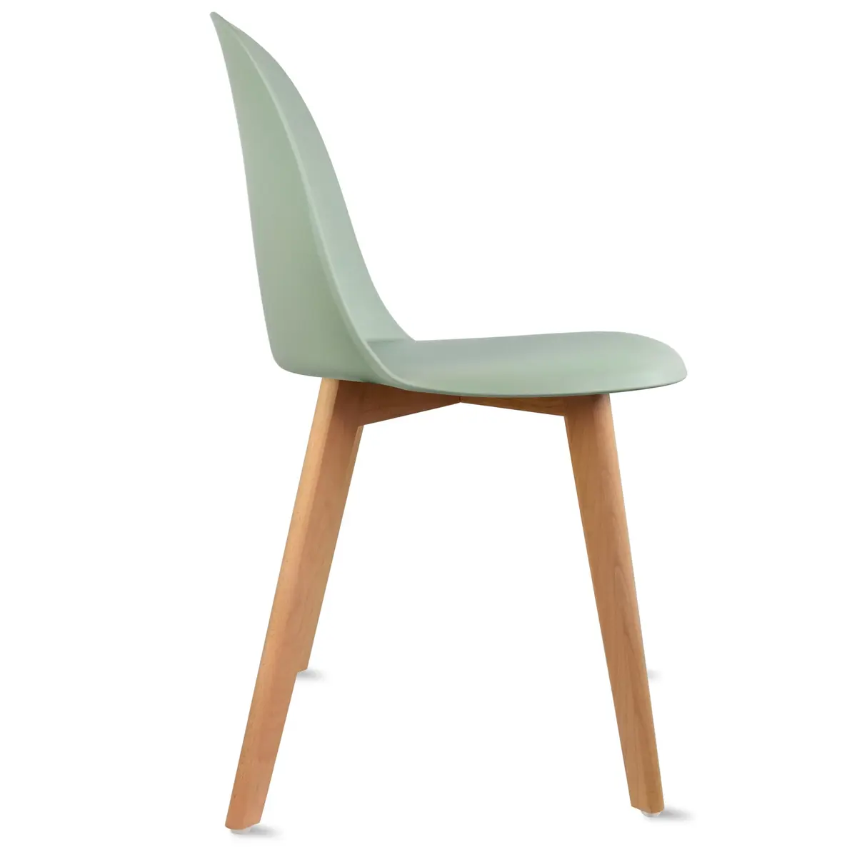 2xhome Modern Armless Dining Chair Plastic Shell Seat with Wooden Legs | Indoor or Outdoor Use | Home Kitchen Patio, Green - view 4