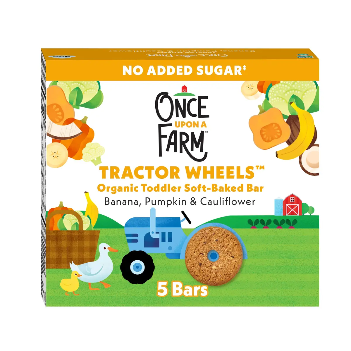 Once Upon a Farm Tractor Wheel Bar, Banana, Pumpkin & Cauliflower | Organic Baby Snack 3.35 OZ - main product image