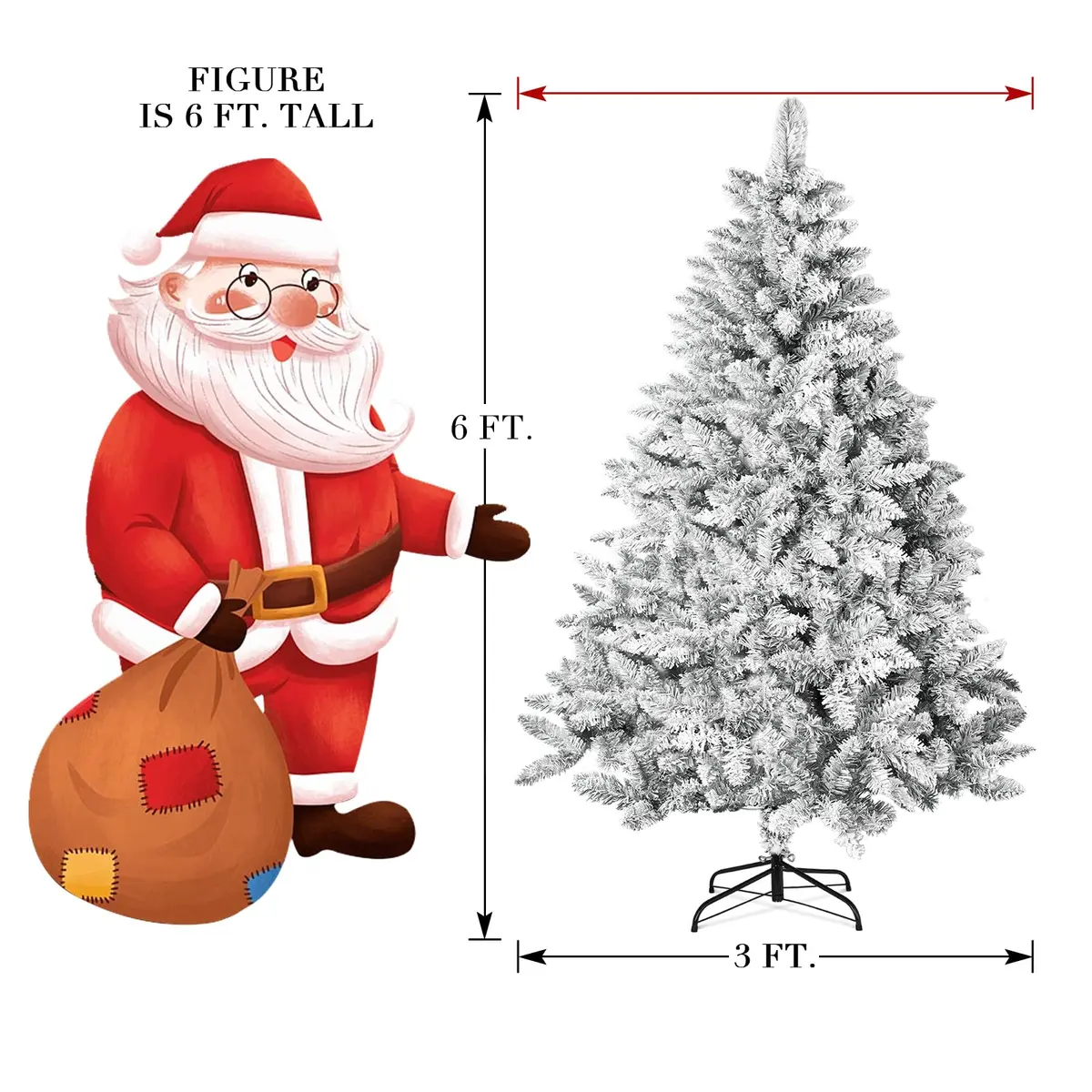 SUNCROWN 6ft Artificial Flocked Christmas Tree | Premium Frosted Snow, Indoor/Outdoor, Foldable Metal Stand, 1000 Tips - view 8
